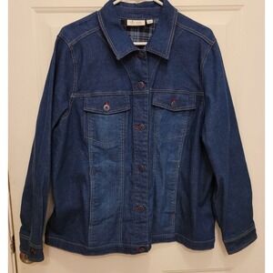 Denim & Company D & Co Women's Dark Blue Denim Jacket Sz. XL Stitching